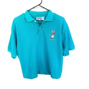 Vintage Acme‎ Clothing Polo Shirt Mens Small Green Bugs Bunny Golf Embroidered